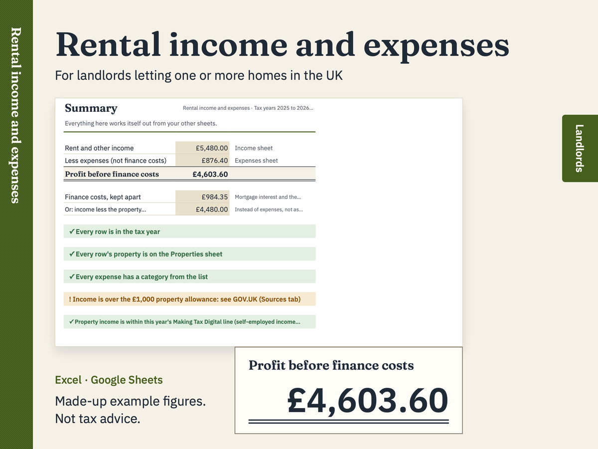 Rental income and expenses: a preview with made-up figures