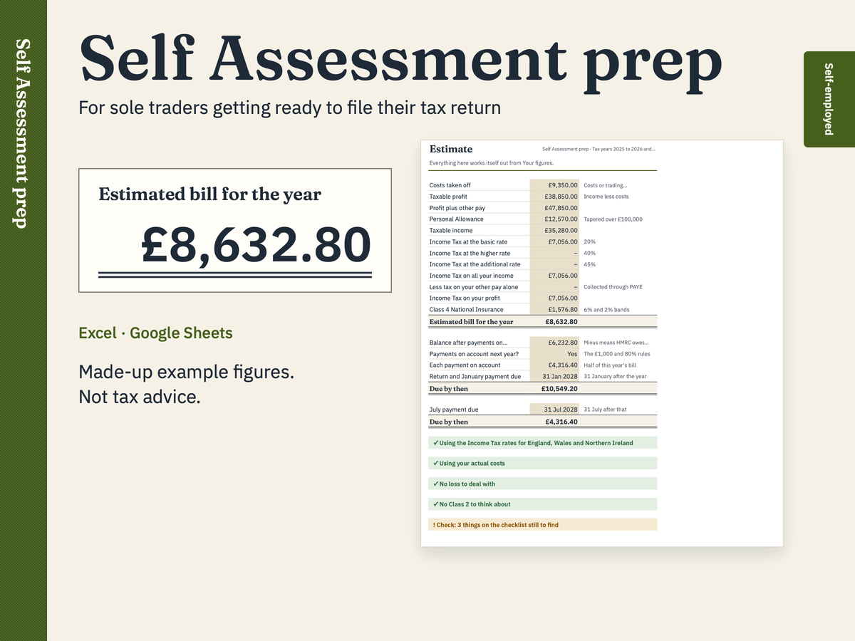 Self Assessment prep workbook: a preview with made-up figures