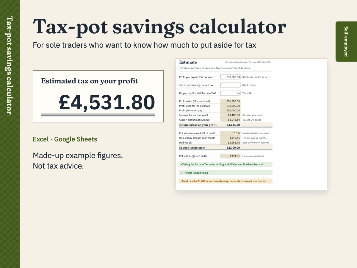 Tax-pot savings calculator: a preview with made-up figures